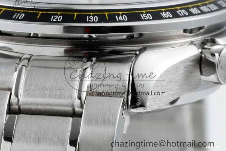 0403 Speedmaster Racing Master SS HKF Best Edition Black White Dial on SS Bracelet A Upgraded 7807